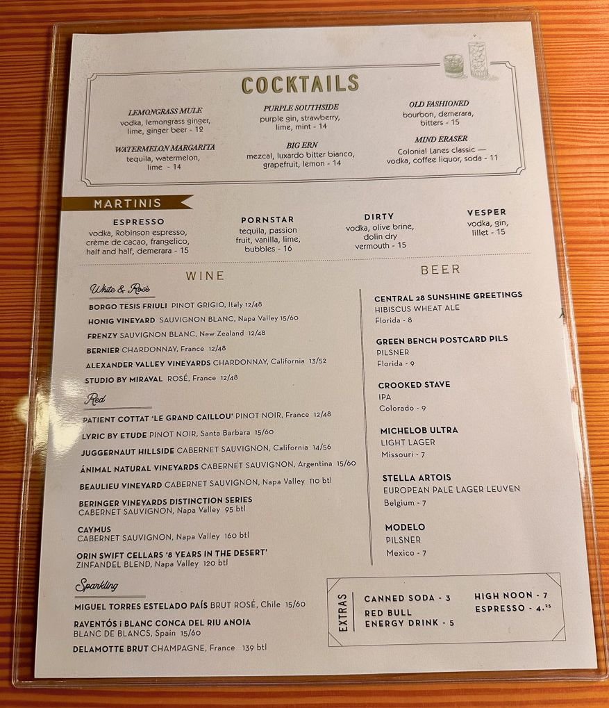 cocktail menu